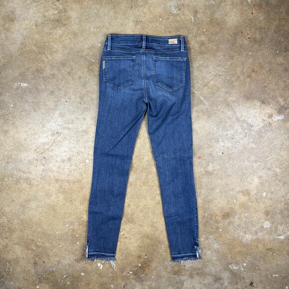 Paige Verdugo Ankle Jeans Women’s Size 27 Dark Wash Raw Hem Denim Skinny - Picture 4 of 15